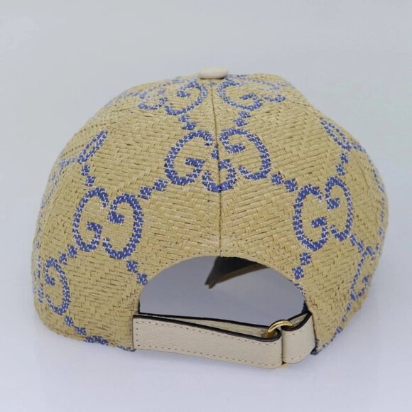 GUCCI Cap GG Canvas Raffia L size Beige 701713 Auth am6474V - Picture 15 of 16